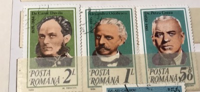 (3) Timbre Serii Romania Personalitati foto