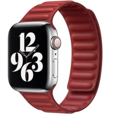 Curea iUni compatibila cu Apple Watch Ultra/SE/8/7/6/5/4/3/2/1, 44mm, Leather Link, Red