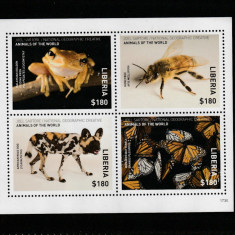 Liberia 2017-Fauna,bloc 4 valori, dantelate,MNH,Mi,7135-7138KB