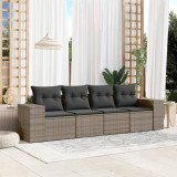 Gossi set canapea de gradina cu perne, 4 piese, gri, poliratan