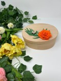 Cutie de Bijuterii din Lemn , Decorata cu Floare Portocalie din Fetru