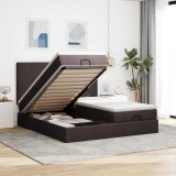 vidaXL Cadru de pat otoman cu saltele, țesătură maro &icirc;nchis 160x200 cm 3314516