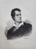 LORD BYRON , LITOGRAFIE , DESEN de MAUZAISSE , litografiat de C. MOTTE , 1826