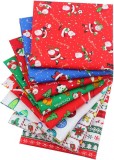 Set de 8 petice de bumbac handmade de Craciun DYWW, multicolor, 20 x 20 cm