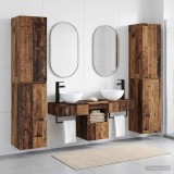Set dulap baie 5 buc. Lemn vechi 33 x 34,5 x 160 cm