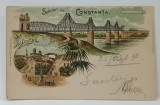 CONSTANTA , PODUL PESTE DUNARE si PIATA OVIDIU , CROMOLITOGRAFIE , CLASICA , 1899