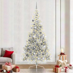 vidaXL Pom de Crăciun artificial pre-iluminat Argintiu 240 cm PET 3397231