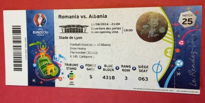 Bilet meci fotbal ROMANIA - ALBANIA (Campionatul European Franta) 19.06.2016 foto