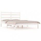 Cumpara ieftin Cadru de pat mic dublu, alb, 120x190 cm, lemn masiv de pin