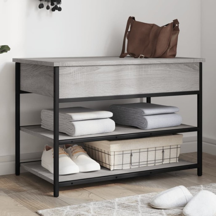vidaXL Bancă de pantofi, gri sonoma, 70x42,5x50 cm, lemn prelucrat 839031