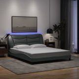 VidaXL Cadru de pat cu LED fără saltea Gri deschis 160x200 cm Material