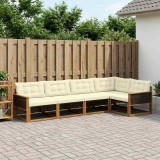 vidaXL Set de canapele de exterior cu pernă 6 pcs Natural și Crem 3381446