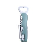 Tirbuson multifunctional, 4 in 1, desfacator de sticle, otel inoxidabil, maner anti-alunecare, 13.5 x 4 cm, albastru