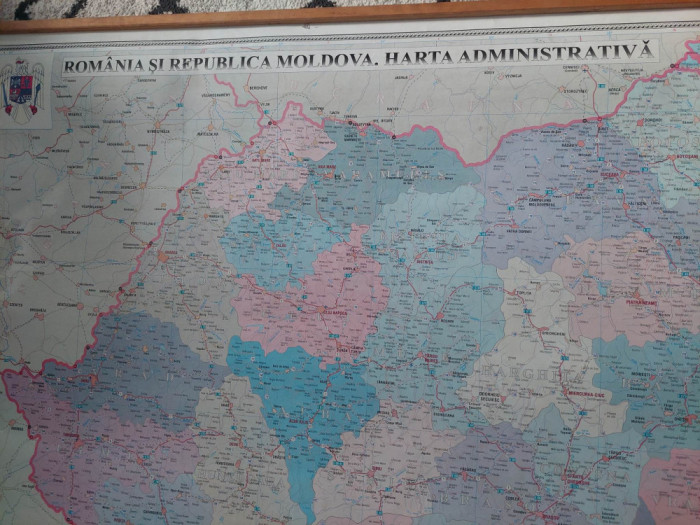 Harta veche 2005-1/1,5 m,ROMANIA SI REPUBLICA MOLDOVA,HARTA ADMINISTRATIVA