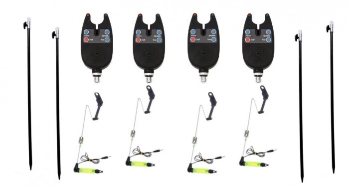 Set 4 senzori cu 4 swingere cu led si 4 picheti prokarpfishing