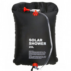 Dus solar pentru camping, 20L, 39 x 60 cm, furtun de 70 cm, negru