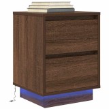 VidaXL Noptiera cu lumini LED Stejar maro 38x34x50 cm