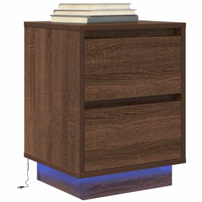 vidaXL Noptiera cu lumini LED Stejar maro 38x34x50 cm foto