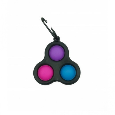 Jucarie antistres, pop it, tip breloc, triunghi, 8 cm, multicolor, negru foto