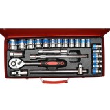Cumpara ieftin Trusa chei tubulare 1 2 24 piese 8-32mm cu clichet, extensii si adaptor, set profesional pentru mecanica auto si reparatii