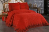 Cumpara ieftin Lenjerie Pat Jacquard Vader Jx015, Bumbac, 6 Piese, Fara Elastic, Rosu