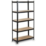 Cumpara ieftin Raft metalic negru 150 x 75 x 30 cm, 5 polite MDF, capacitate 750 kg, 150 kg pe raft