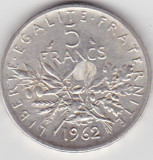 Franta 5 Francs franci 1962