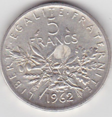 Franta 5 Francs franci 1962 foto