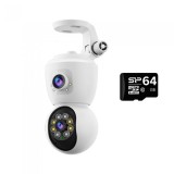 Camera de Supraveghere cu MicroSD 64 GB WiFi, Dubla, Model JT-8292, 1080p Full HD, Baby Monitor, cu Senzor de Miscare