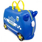 Valiza pentru copii Ride-On Masina de Politie Percy Trunki, Albastru, 46 cm