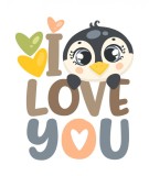 Cumpara ieftin Sticker decorativ Pinguin, Valentine&#039;s Day, Love You, Multicolor, 80 cm, 1208ST, animale si pasari, Oem