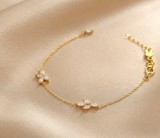 Cumpara ieftin Bratara din Argint 925 Placat cu Aur , zGolden Petals, cu Zirconiu , 1.24g, 17+2cm