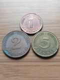 Moneda Germania 1,2,5 Pfennig 1990