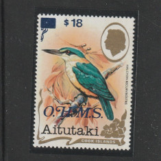 Aitutaki 1990-Fauna,Pasari,Kingfisher,supratipar OHMS,serie o val.Mi.D41