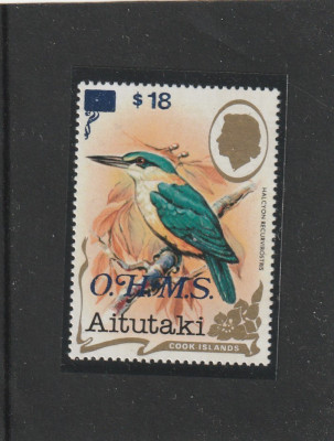 Aitutaki 1990-Fauna,Pasari,Kingfisher,supratipar OHMS,serie o val.Mi.D41 foto