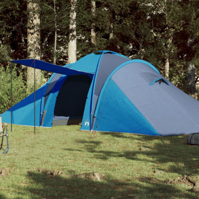 vidaXL Cort de camping 6 persoane albastru, 576x238x193 cm, tafta 185T foto