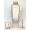 Set Bijuterii Aurit cu Acvamarin si Perle Naturale: Colier, Bratara, Cercei &amp; Inel Argint 925 Placat Aur Roz, Made in Italy