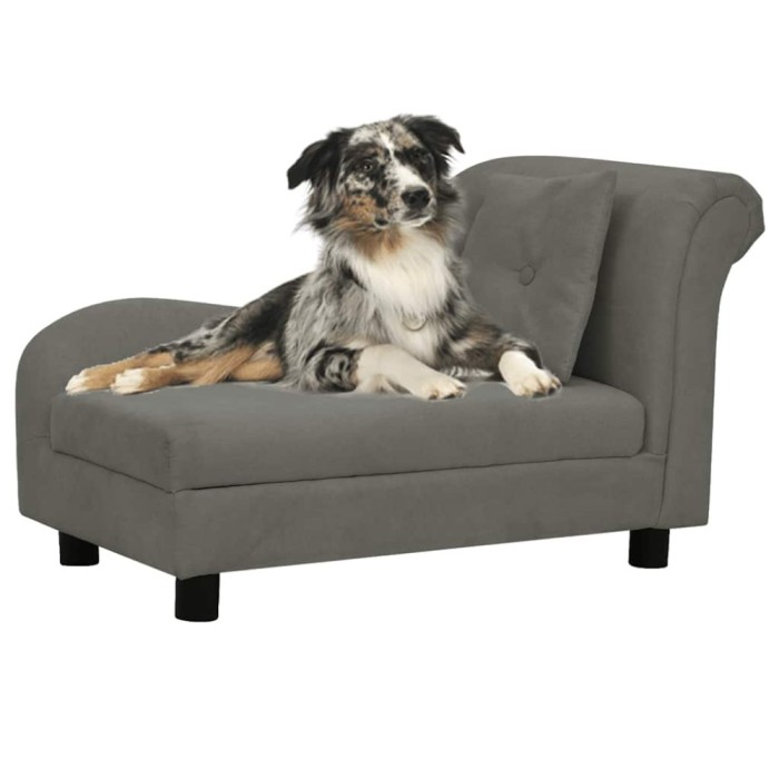 Gossi canapea pentru caini cu perna, gri inchis, 83x44x44 cm, plus