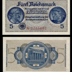 GERMANIA █ bancnota █ 5 Reichsmark █ 1940-1945 █ P-R138a Ro553 █ UNC necirculata