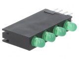 LED Verde 3mm 4 Dioduri 10mA 40&deg; 2,2-2,5V, KINGBRIGHT ELECTRONIC