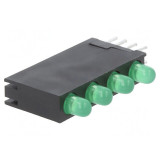 LED Verde 3mm 4 Dioduri 10mA 40&deg; 2,2-2,5V
