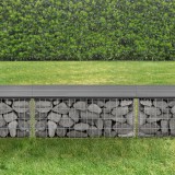 Banca Gabion Gri [pro.tec] 100x30x45cm, Cos Piatra WPC, Mobila Gradina, Terasa, Exterior, Rezistenta Intemperii
