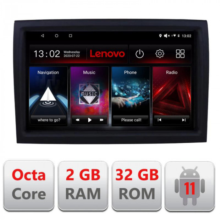 Navigatie dedicata Fiat Ducato 2006- D-DUCATO Lenovo Octa Core cu Android Radio Bluetooth Internet GPS WIFI DSP 2+32 GB 4G KIT- CarStore Technology