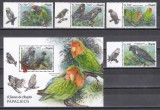 Angola 2018 - Păsări - Papagali, Serie cu Tapsuri + Colita, MNH