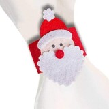 Husa deocarativa festiva pentru servetele si tacamuri, tema mos craciun, material textil si poliester, 5.5 x 10 cm, rosu