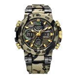 Ceas Barbati Lige 0077 Camuflaj , Design Military, Functii Multiple, Afisaj Luminos, Rezistent la Apa 5ATM