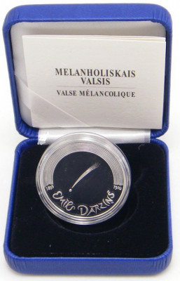 LETONIA 2015 - 5 Euro Argint 925 / 22 gr / 35 mm/ &amp;ldquo;Valse Melancolique&amp;rdquo; - Proof foto