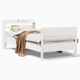 Cumpara ieftin Cadru de pat fara saltea, alb, 90x200 cm, lemn masiv pin