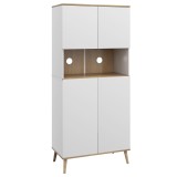 HOMCOM Dulap inalt de bucatarie 80x40x178 cm Alb Stil Scandinavian 4 Usi Rafturi Reglabile Practic Elegant Aosom Romania