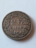 ELVETIA 2 FRANCS 1886 ARGINT